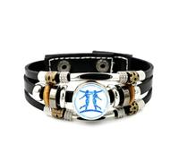 Bracciale da Uomo in Pelle, Braccialetto Intrecciato Multistrato Regolabile In Pelle Stile Punk Con Proiezione Sfumata Dell'Angelo Gemelli, Bracciale Rock Rock Etnico Fatto A Mano, Accessorio Per L'Am