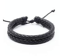 Bracciale Da Uomo In Pelle, Casual Vintage Punk Tessitura Artigianale Corda Pu Maschio Bracciali In Pelle Per Le Donne Homme Uomini Gioielli Accessori Braccialetto Festival Giovane Dono Amicizia Nero
