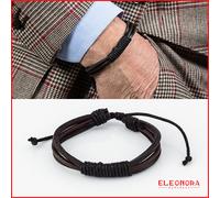 bracciale da uomo in pelle e cuoio regolabile nero braccialetto intrecciato per