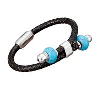 Bracciale Da Uomo In Pelle Intrecciata Con Perline Di Pietra Naturale, Cinturino In Pelle Con Chiusura Magnetica, Gioielli Vintage Boho Fatti A Mano, Regalo Per San Valentino, Compleanno, Bianco, 1,