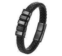 Bracciale Da Uomo In Pelle Nera, Elegante Cinturino Intrecciato Con Chiusura Magnetica, Classico Bracciale Intrecciato Fatto A Mano, Regali Unici Per Papà, Amici, Fratelli E Figli, Nero 21 Cm