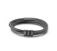 Bracciale da uomo in stile vintage, intrecciato a mano e personalizzato con 2-4 nomi. Il bracciale è semplice e delicato e simboleggia pace e protezione. (Nome 3, Grigio)