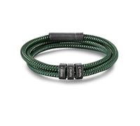 Bracciale da uomo in stile vintage, intrecciato a mano e personalizzato con 2-4 nomi. Il bracciale è semplice e delicato e simboleggia pace e protezione. (Nome 2, Verde)