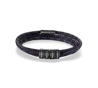 Bracciale da uomo in stile vintage, intrecciato a mano e personalizzato con 2-4 nomi. Il bracciale è semplice e delicato e simboleggia pace e protezione. (Nome 4, Nero)