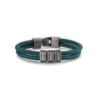 Bracciale da uomo in stile vintage intrecciato a mano e personalizzato con 2-4 nomi. Perfetto come regalo per il marito, il fidanzato o il figlio. (Nome 2, Verde)