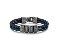 Bracciale da uomo in stile vintage intrecciato a mano e personalizzato con 2-4 nomi. Perfetto come regalo per il marito, il fidanzato o il figlio. (Nome 3, Blu scuro 2)
