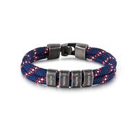 Bracciale da uomo in stile vintage intrecciato a mano e personalizzato con 2-4 nomi. Perfetto come regalo per il marito, il fidanzato o il figlio. (Nome 3, Blu)