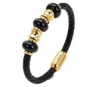 Bracciale Da Uomo In Vera Pelle Con Perline Di Pietre Preziose Naturali, Cinturino Da Polso In Pelle Intrecciata Fatto A Mano, Chiusura Magnetica Intelligente, Bracciale Rigido Per Uomo E Donna, Oni