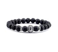 Bracciale da uomo Jonc, bracciale a catena nera da uomo, placcato in argento, bracciale con perline alla moda, lettera e braccialetti con perline regalo di compleanno, uomo, unisex