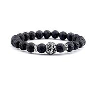 Bracciale da uomo Jonc, bracciale a catena nera da uomo, placcato in argento, bracciale con perline alla moda, lettera e braccialetti con perline regalo di compleanno, uomo, unisex, 20.8cmx8mm