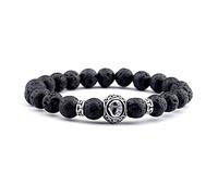 Bracciale da uomo Jonc, bracciale a catena nera da uomo, placcato in argento, bracciale con perline alla moda, lettera e braccialetti con perline regalo di compleanno, uomo, unisex