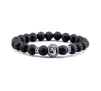 Bracciale da uomo Jonc, bracciale a catena nera da uomo, placcato in argento, bracciale con perline alla moda, lettera e braccialetti con perline regalo di compleanno, uomo, unisex, 20.8cmx8mm