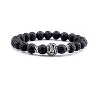 Bracciale da uomo Jonc, bracciale a catena nera da uomo, placcato in argento, bracciale con perline alla moda, lettera e braccialetti con perline regalo di compleanno, uomo, unisex