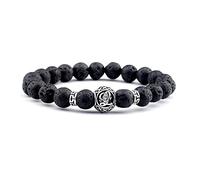 Bracciale da uomo Jonc, bracciale a catena nera da uomo, placcato in argento, bracciale con perline alla moda, lettera e braccialetti con perline regalo di compleanno, uomo, unisex, 20.8cmx8mm