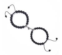 Bracciale da uomo Jonc, bracciale da uomo, blu, nero, placcato argento, con coppie, perle magnetiche, cuore, braccialetti con perle, 2 pezzi unisex