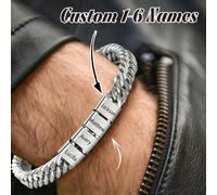 Bracciale da uomo personalizzabile con il nome di un bambino; un regalo perfetto per papà, mariti o qualsiasi altro regalo personalizzato per la Festa del Papà, per la figlia o per la moglie. 2 nomi,1