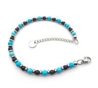 Bracciale da Uomo Pietre Dure con Turchese Onice Nero Ematite Acciaio Inox
