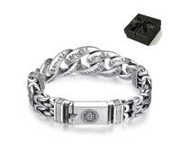 Bracciale Da Uomo Retrò Con Mantra, Bracciale Tibetano in Rame | Bracciale Buddista Om Mani Padme Hum, Con Doppia Catena E Design In Argento Anticato, Bracciale Religioso Ispiratore Per Uomo
