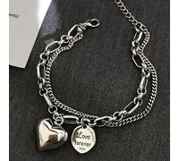 Bracciale d'Amore per Il Cuore a Doppio Strato a Catena per Le Donne Wedding S925