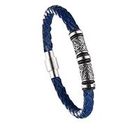 Bracciale de Uomo in Pelle con Perline Vichinghe - Bracciale in Corda Intrecciata Perline in Acciaio Inossidabile Nordico Nodo Celtico - Gioielli Bangle Pagani Vintage Fatti A Mano
