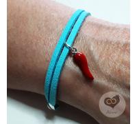 Bracciale del NAPOLI calcio Azzurro con corno CORNETTO Rosso Portafortuna uomo