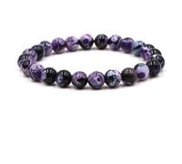 Bracciale di agata di fuoco viola naturale, bracciali elastici, braccialetti con perline a mano, la ricchezza aiuta la fortuna, regali di lusso leggeri per il compleanno del tuo uomo, regali di gioiel