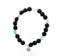 Bracciale Di Amazonite Del Brasile + Perle Di Lava 8 Mm. Fabbricato In Francia.