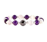 Bracciale Di Ametista - Gioiello in Ametista Naturale - Bracciali per l'Equilibrio Energetico del Corpo - Per Donne Uso Quotidiano Viaggio Festa Meditazione Lavoro Yoga Appuntamenti Eventi Natale Comp