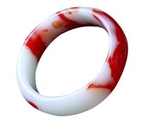 Bracciale di Bangle di Giada per Donne, Braccialetto Rotondo del Feng Rosso Naturale di Livello A