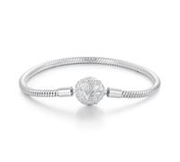 Bracciale di base modello vintage, bracciale in argento sterling 925 per le donne, compatibile con la maggior parte delle perline di fascino (17cm)