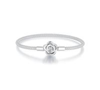 Bracciale di base Rose, bracciale in argento sterling 925 per le donne, compatibile con la maggior parte delle perline di fascino (21cm)