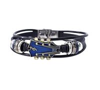 Bracciale di chitarra per amanti della musica. Relite multi-strato intrecciate in stile punk regolabile. di moda per i fan della rock band. Un braccialetto in pelle elegante per uomini e don
