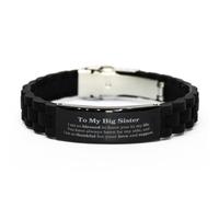 Bracciale di chiusura nero inciso nella sorella maggiore - Un'idea perfetta regali per compleanno, Natale, laurea - amore ispiratore e segno di supporto per mia sorella maggiore, piccolo zinco
