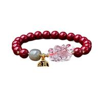 Bracciale di cinnabar naturale 8mm feng shui shui hetian giada cristallo di cristallo rosa quarzo vero cinnabar 2024 anno drago anno di buon auspicatore di regalo cinese amuleto bracciale fortunato