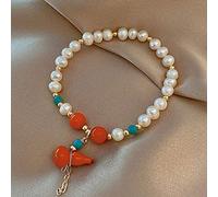 Bracciale di cinnabar naturale Feng Shui Wu Lou Bracciale Cinnabar Healing Crystal Strong Talisman Hu Lu/Calabash/Gurda Bangle di perle naturali Amuleto per la prosperità Longevità Buona fortuna