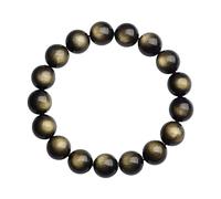 Bracciale di Coppia con Doppio Occhio di Cristallo e Ossidiana Dorata(Gold,8mm)