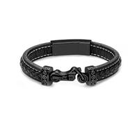 Bracciale di cremazione motociclistico per cenere per uomini intrecciati in pelle vezzola per bracciale per braccialenatura del bracciale funerale di gioielleria funerale keepsake regalo-black-22cm