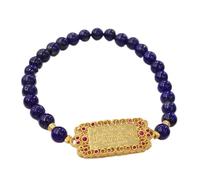 Bracciale di cristallo naturale Lapis Lazuli perline perline gilded Sterling Silver Charm intarsiata Jadeite Mantra Card Elastico Feng Shui Bracciale Amuleto per meditazione di prosperità di denaro,