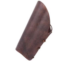 Bracciale di cuoio - corto tubolare da combattimento, marrone scuro con cinghia di cuoio - protezione per l’avambraccio - protezione per il braccio - medioevo - LARP - vichinghi
