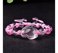 Bracciale di fascino Bracciale naturale Rosa al quarzo rosa fatta a mano intrecciata bracciale feng shui amulet volpe bracciale guarigione di cristallo di cristallo di cristallo di spiriti maligni