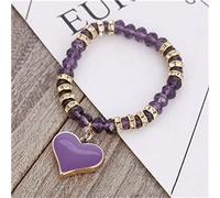 Bracciale di gemme di gioielli di fascino, perle di cristallo viola sfaccettate naturali bracciale in perline, braccialetti a sospensione a cuore viola, bracciale di cristallo elastico gioielli di