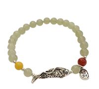 Bracciale di giada hetiano naturale per donne 6mm Crystal Quartz Bracciale 925 Accessori per gioielli in argento Reiki Perle Bracciale Talisman per la costruzione di ricchezza Buona Fortune Cinnabar