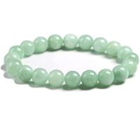 Bracciale di Giada Naturale - Bracciale per Perle Gemme Verdi da 8 mm per Uomini e Donne | Guarigione, Boho, Gioielli Regalo di buona Fortuna per la Preghiera e Abbigliamento Quotidiano (7,5 Pollici)