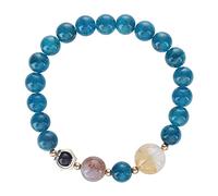 Bracciale di ossida Braccialetto di Perline Elasticizzato Fortune Braccialetto di Quarzo Blu for Meditazione Reiki Chakra, Circonferenza della Mano 16-17 cm(Black-10mm)