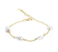 Bracciale di perle coltivate acqua dolce con quattro perle di forma Keshi barocche 8-9 mm - Catena in argento sterling 925 placcato oro 18k di Secret & You - 17-20 cm di lunghezza.