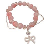 Bracciale di perle con lettere elegante e dolce ciliegia a farfalla, per donne in Peach Chain Bracelet Bracciale da uomo 585, Taglia unica, ABS, Nessuna pietra preziosa