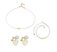 Bracciale Di Perle Da 1 Pezzo, Collana Da 1 Pezzo, 1 Paio Di Orecchini, Semplice Braccialetto D'Amore Con Perle, Un Regalo Creativo Per Le Donne, Adatto Per La Sposa Da Indossare Al Matrimonio.