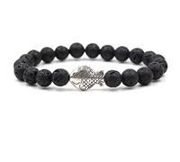 Bracciale di perle da donna, in pietra lavica bianca, pietra naturale con pesci d'argento, regalo per la migliore amica, 19CMx8MM, Roccia effusica