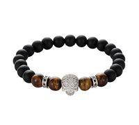 Bracciale di perle da donna, nero, in lega, con teschio, ideale come regalo per la migliore amica