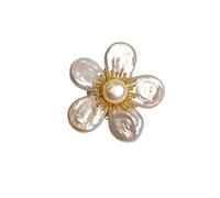 Bracciale di perle di Barolet-O-AccentuéFemme in oro con perla a Barque-Delicato Boho Chic Bracciale a catena con perla irregolare, Perno floreale fatto a mano Uniq, Gioielli Vintage da Donna